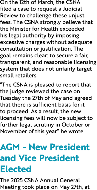 On the 12th of March, the CSNA filed a case to request a Judicial Review to challenge these unjust fees. The CSNA str...