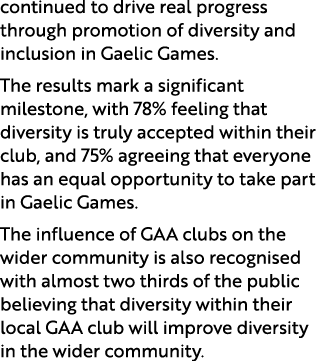 continued to drive real progress through promotion of diversity and inclusion in Gaelic Games. The results mark a sig...