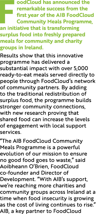 FoodCloud has announced the remarkable success from the first year of the AIB FoodCloud Community Meals Programme, an...