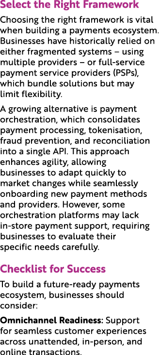 Select the Right Framework Choosing the right framework is vital when building a payments ecosystem. Businesses have ...