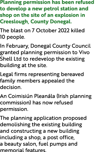 Planning permission has been refused to develop a new petrol station and shop on the site of an explosion in Creeslou...