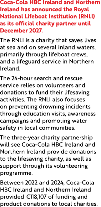 Coca Cola HBC Ireland and Northern Ireland has announced the Royal National Lifeboat Institution (RNLI) as its offici...