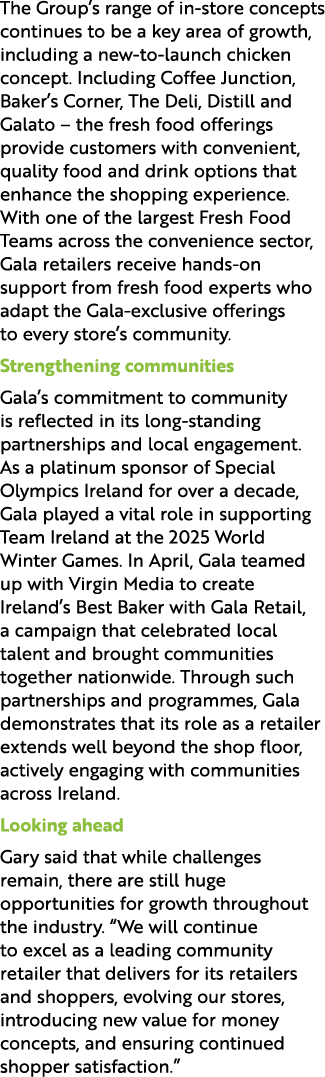 The Group’s range of in store concepts continues to be a key area of growth, including a new to launch chicken concep...