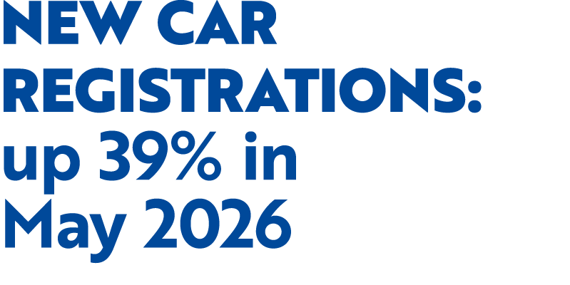 New car registrations: up 39% in May 2026
