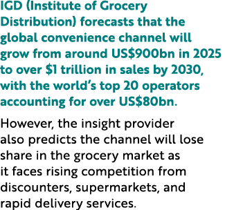 IGD (Institute of Grocery Distribution) forecasts that the global convenience channel will grow from around US$900bn ...