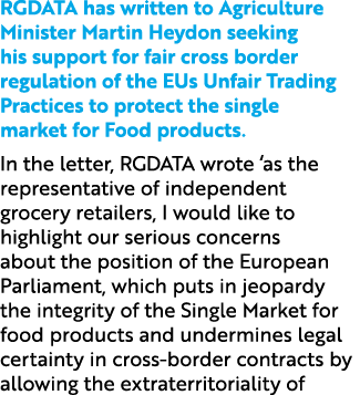 RGDATA has written to Agriculture Minister Martin Heydon seeking his support for fair cross border regulation of the ...