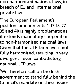 non harmonised national laws, in breach of EU and international private law. ‘The European Parliament’s position (ame...