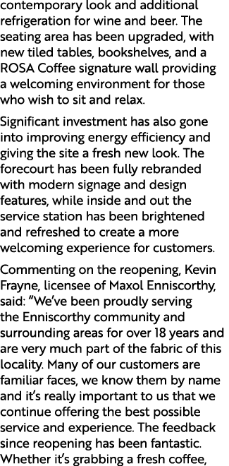 contemporary look and additional refrigeration for wine and beer. The seating area has been upgraded, with new tiled ...