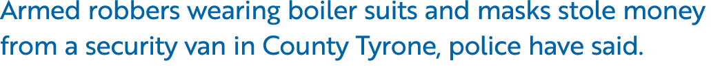Armed robbers wearing boiler suits and masks stole money from a security van in County Tyrone, police have said.