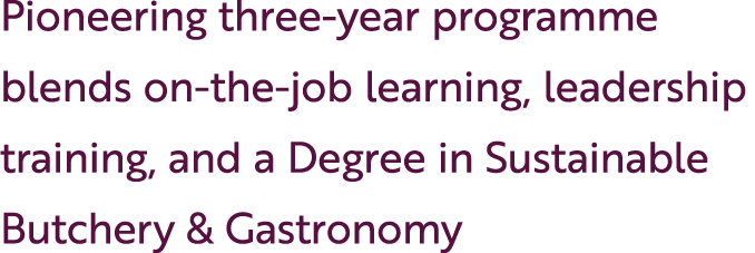 Pioneering three year programme blends on the job learning, leadership training, and a Degree in Sustainable Butchery...