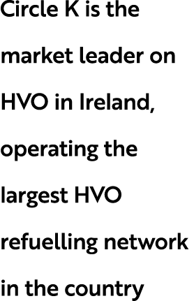 Circle K is the market leader on HVO in Ireland, operating the largest HVO refuelling network in the country