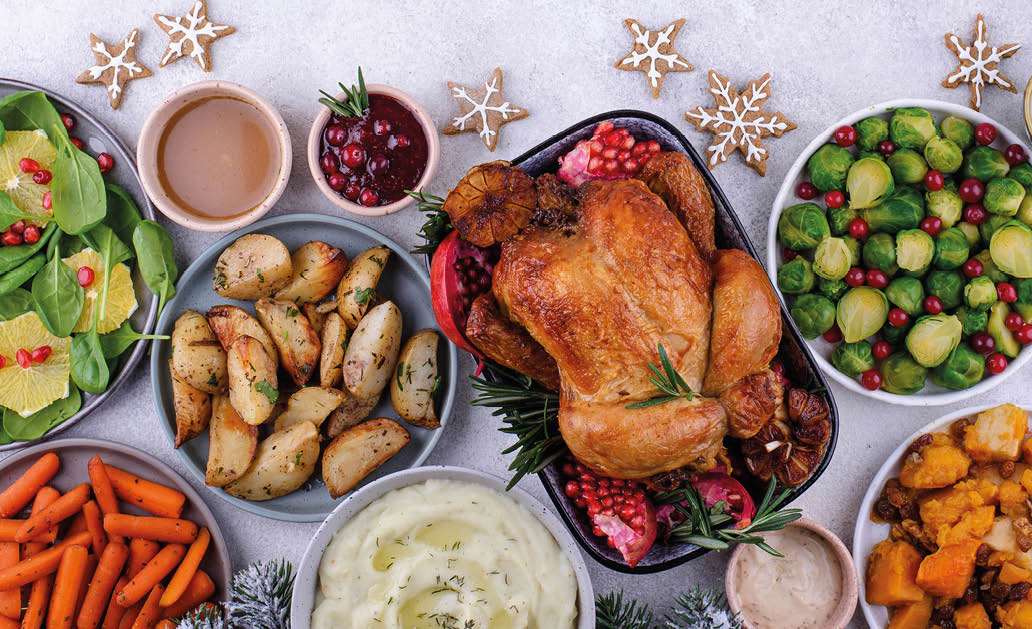 Christmas festive dinner with traditional dishes