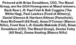 Pictured with Brian Donaldson, CEO, The Maxol Group, are the 2024 Homegrown at Maxol winners. Back Row L R: Paul Frie...