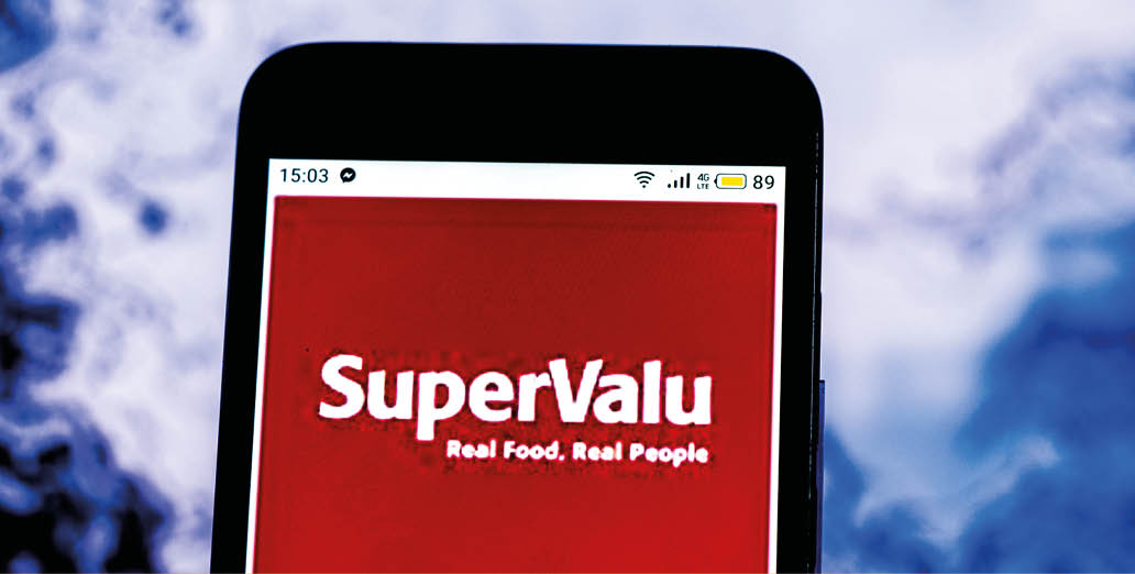 KIEV, UKRAINE - Dec 18,, 2018: SuperValu Supermarket company logo seen displayed on smart phone