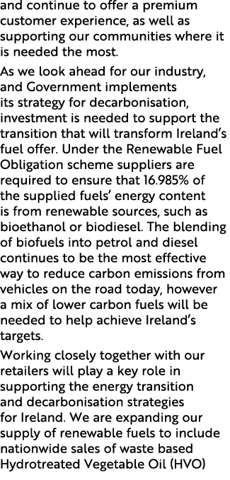 and continue to offer a premium customer experience, as well as supporting our communities where it is needed the mos...