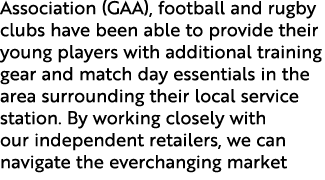 Association (GAA), football and rugby clubs have been able to provide their young players with additional training ge...