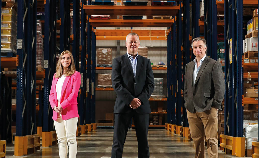 Henderson Foodservice invests £16 million in new warehouse Henderson Foodservice has unveiled a new £16 million warehouse facility as part of an ongoing re-development of Henderson Group’s Mallusk complex which began back in 2010.  Pictured are (l-r) Kiera Campbell (sales director) Cathal Geoghegan (managing director) and Mark Stewart-Maunder (commercial and development director).    Press Eye - Belfast - Northern Ireland -  7th June 2021 -  Photo by Kelvin Boyes / Press Eye.   