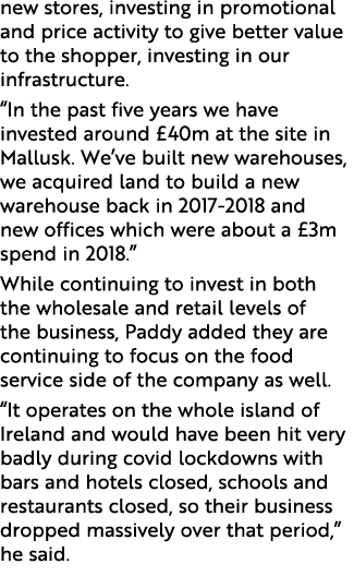 new stores, investing in promotional and price activity to give better value to the shopper, investing in our infrast...