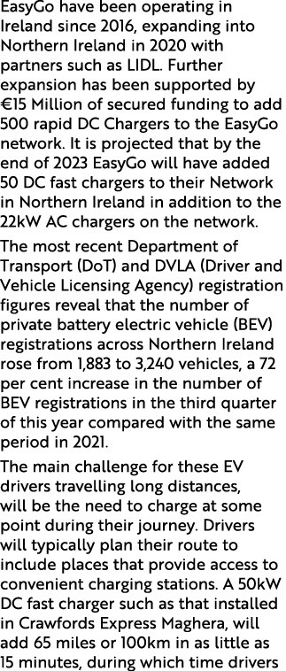 EasyGo have been operating in Ireland since 2016, expanding into Northern Ireland in 2020 with partners such as LIDL....