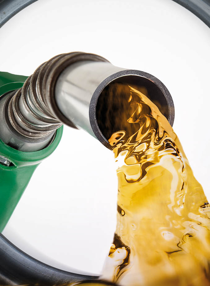 Refilling fuel view from inside of gas tank of a car