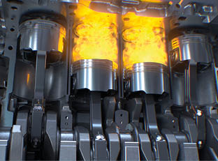 Piston ignition time of car engine, Car Engine inside, valves and crankshaft. 3d rendering.