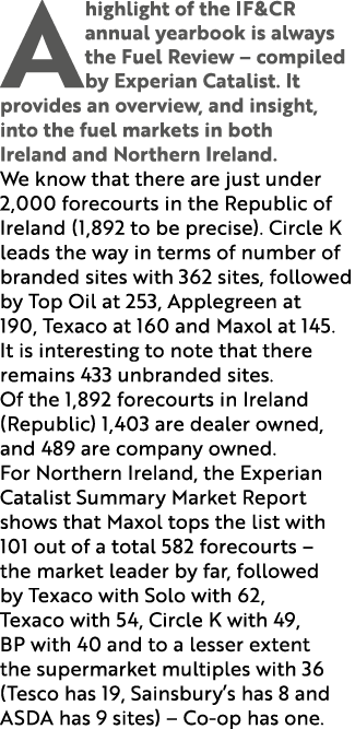 A highlight of the IF&CR annual yearbook is always the Fuel Review – compiled by Experian Catalist. It provides an ov...