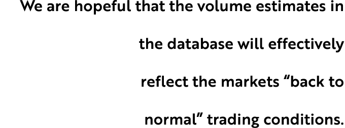We are hopeful that the volume estimates in the database will effectively reflect the markets “back to normal” tradin...