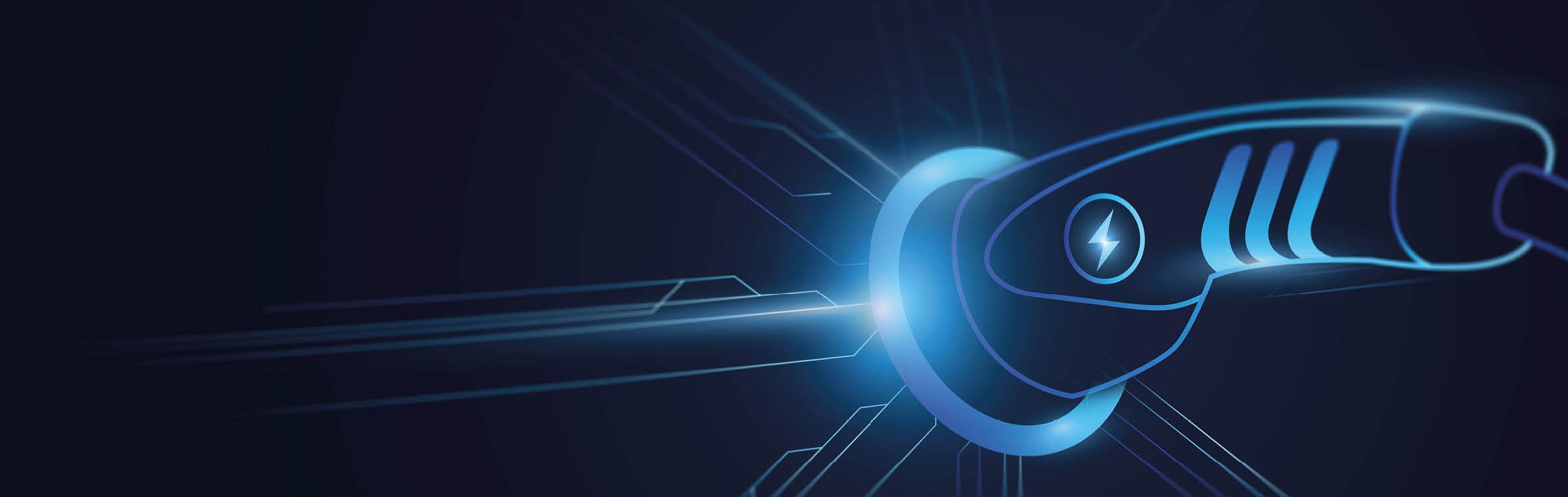 Power cable pump plug in charging power to electric vehicle EV car with modern technology UI control information display, car fueling station connected power cable alternative sustainable eco energy