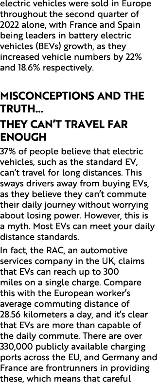 electric vehicles were sold in Europe throughout the second quarter of 2022 alone, with France and Spain being leader...
