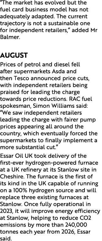 “The market has evolved but the fuel card business model has not adequately adapted. The current trajectory is not a ...