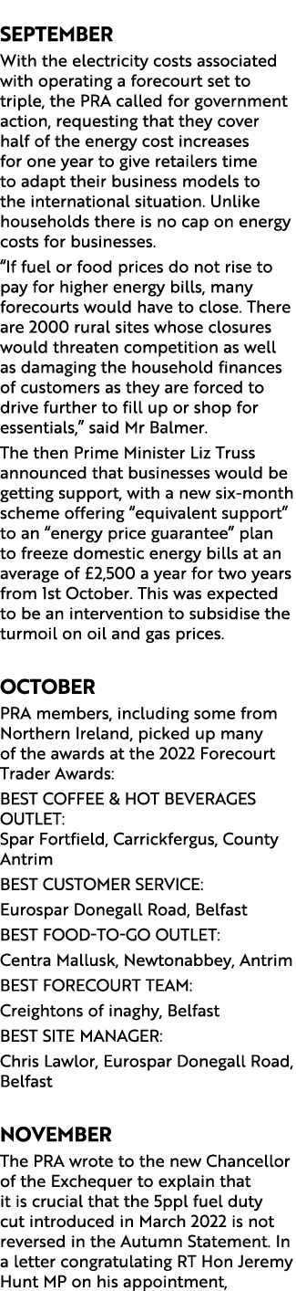  September With the electricity costs associated with operating a forecourt set to triple, the PRA called for governm...
