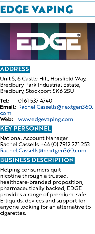 EDGE VAPING ￼ Address Unit 5, 6 Castle Hill, Horsfield Way, Bredbury Park Industrial Estate, Bredbury, Stockport SK6 ...