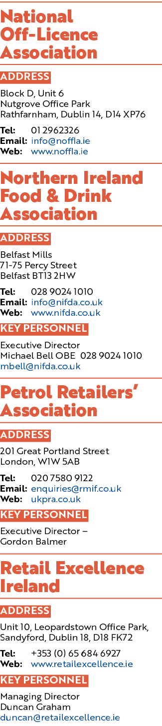 National Off Licence Association ADDRESS Block D, Unit 6 Nutgrove Office Park Rathfarnham, Dublin 14, D14 XP76 Tel: 0...