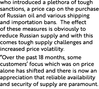 who introduced a plethora of tough sanctions, a price cap on the purchase of Russian oil and various shipping and imp...