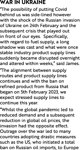 War in Ukraine “The possibility of putting Covid behind us was side lined however with the shock of the Russian invas...