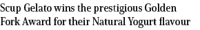 Scup Gelato wins the prestigious Golden Fork Award for their Natural Yogurt flavour