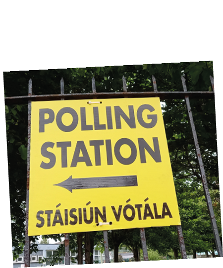 Dublin, Ireland – June 7, 2024: Notice of location of the polling station at St. Monica’s Infant Girls’ School, Edenmore.