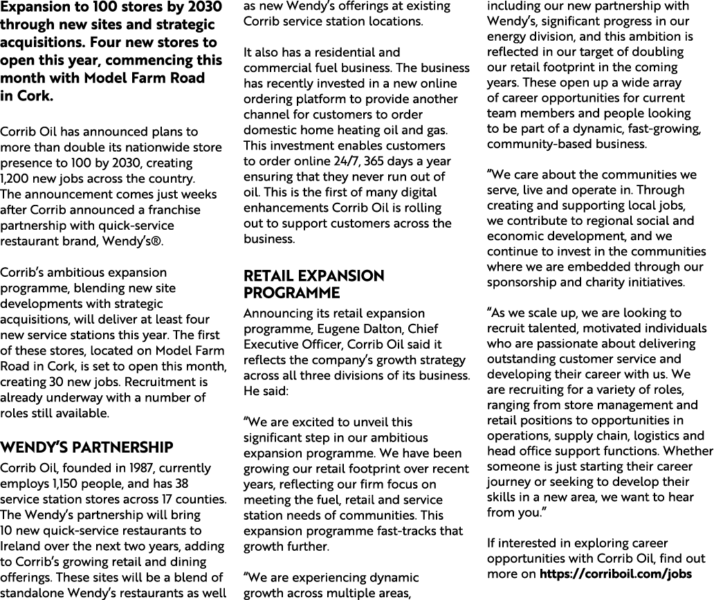 Expansion to 100 stores by 2030 through new sites and strategic acquisitions. Four new stores to open this year, comm...