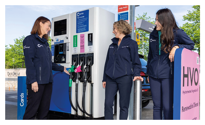 Certa, which is part of DCC plc, has become the first fuel operator in Ireland to make HVO available at ten of its forecourts as demand for the renewable fuel continues to rise among motorists nationwide. One in five of Certa’s network of 49 unmanned, pay@pump forecourts now offer HVO alongside other fuels. Pictured celebrating the milestone were Laura Byrne, Head of Sustainable Fuels; Orla Stevens, Managing Director; and Grace Cunningham, Interim Head of Retail Unmanned at Certa. Photo by Sean Brosnan Photography ** NO REPRODUCTION FEE **