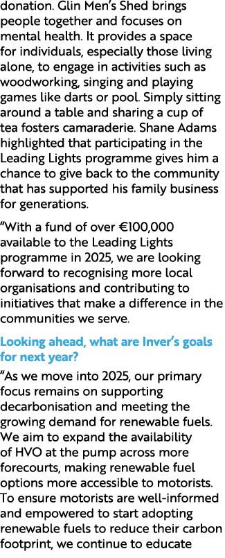 donation. Glin Men’s Shed brings people together and focuses on mental health. It provides a space for individuals, e...