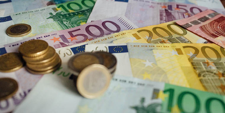 Euro coins. Euro money. Euro currency.Coins stacked on each other in different positions. Money concept.