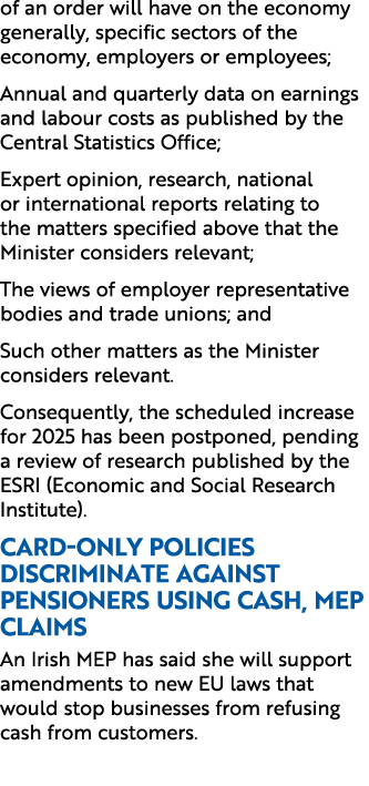 of an order will have on the economy generally, specific sectors of the economy, employers or employees; Annual and q...
