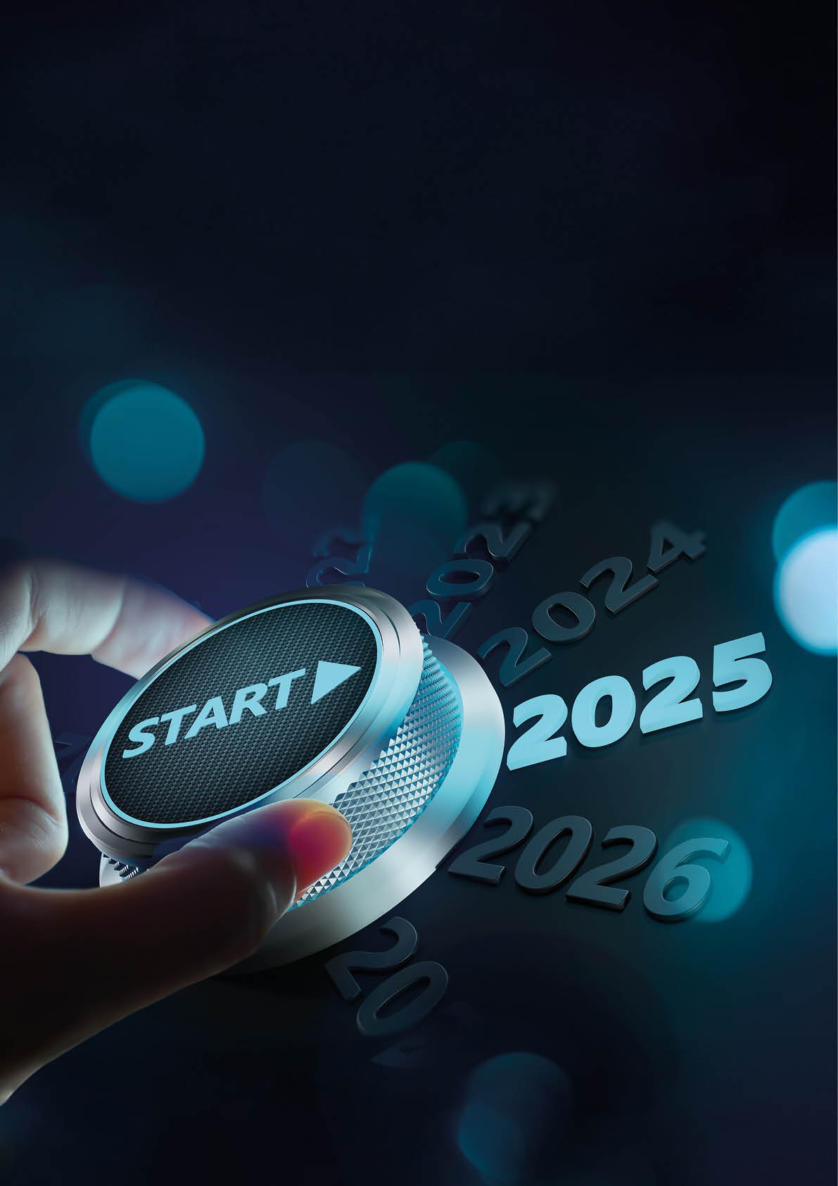 happy new year 2025,Finger about to twist the start button 2025 with the text 2024,2025,2026 and start on twist button.Concept of planning,start,career path,business strategy,opportunity and change