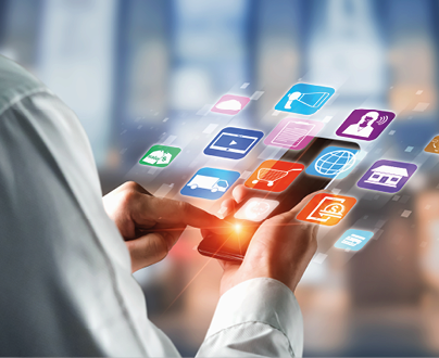 Omni channel technology of online retail business. Multichannel marketing on social media network platform offer service of internet payment channel, online retail shopping and omni digital app.