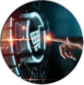 Hand touching to virtual info graphics with trolley cart icons , Technology online shopping business concept.