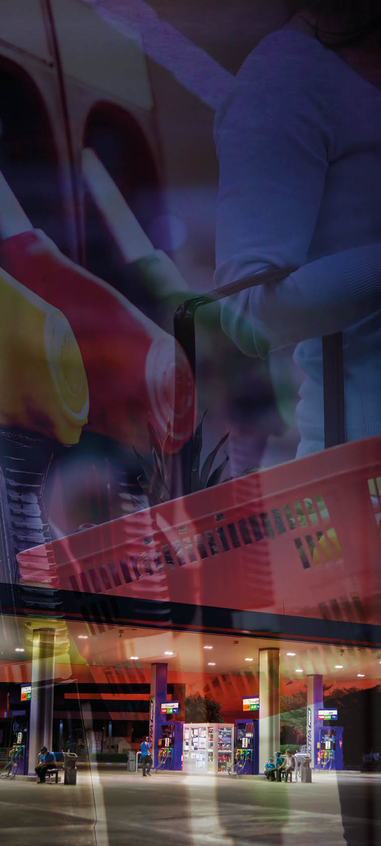 Mahasakham, Thailand - November 30,2021: Front of PTT gasstation. Decorated with beautiful lights.