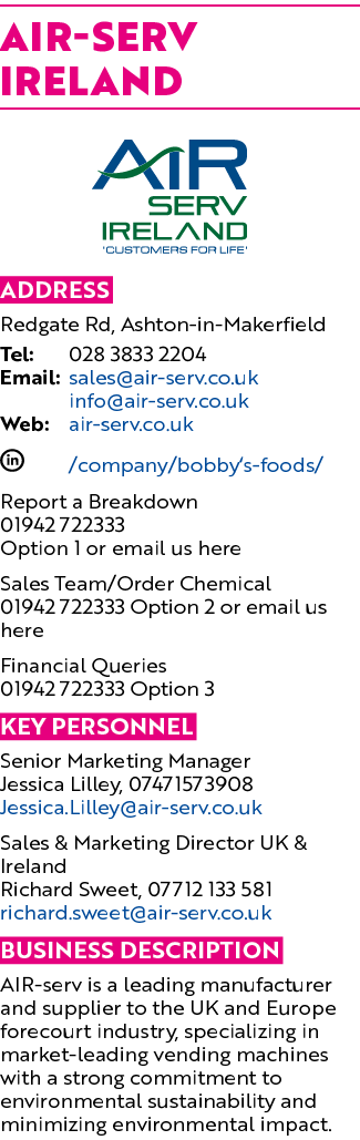 AIR SERV IRELAND ￼ Address Redgate Rd, Ashton in Makerfield Tel: 028 3833 2204 Email: sales@air serv.co.uk info@air s...