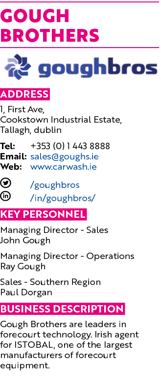 Gough Brothers ￼ Address 1, First Ave, Cookstown Industrial Estate, Tallagh, dublin Tel: +353 (0) 1 443 8888 Email: s...
