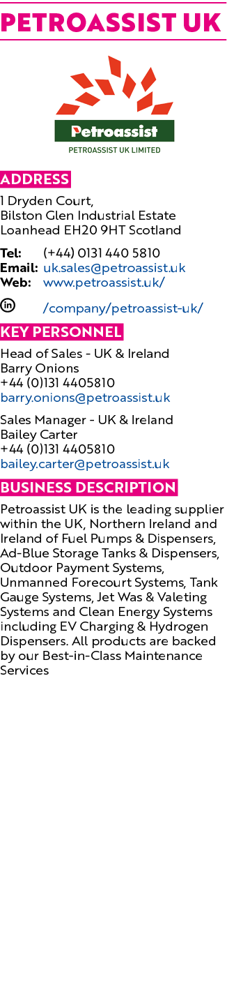 Petroassist UK ￼ Address 1 Dryden Court, Bilston Glen Industrial Estate Loanhead EH20 9HT Scotland Tel: (+44) 0131 44...