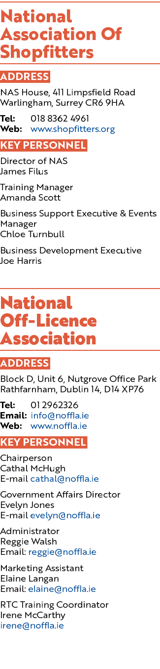 National Association Of Shopfitters ADDRESS NAS House, 411 Limpsfield Road Warlingham, Surrey CR6 9HA Tel: 018 8362 4...